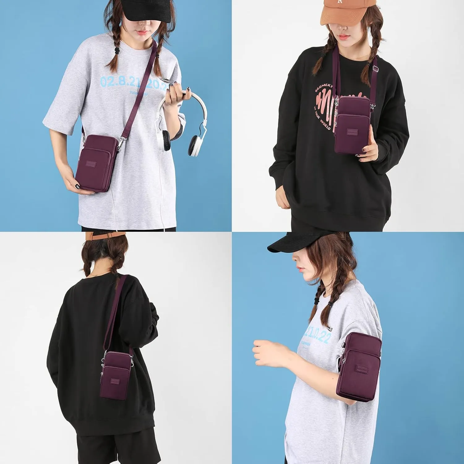 YINHEXI Small Crossbody Bags for Women Trendy, Mini Triple Compartment Cell Phone Crossbody Wallet Purses